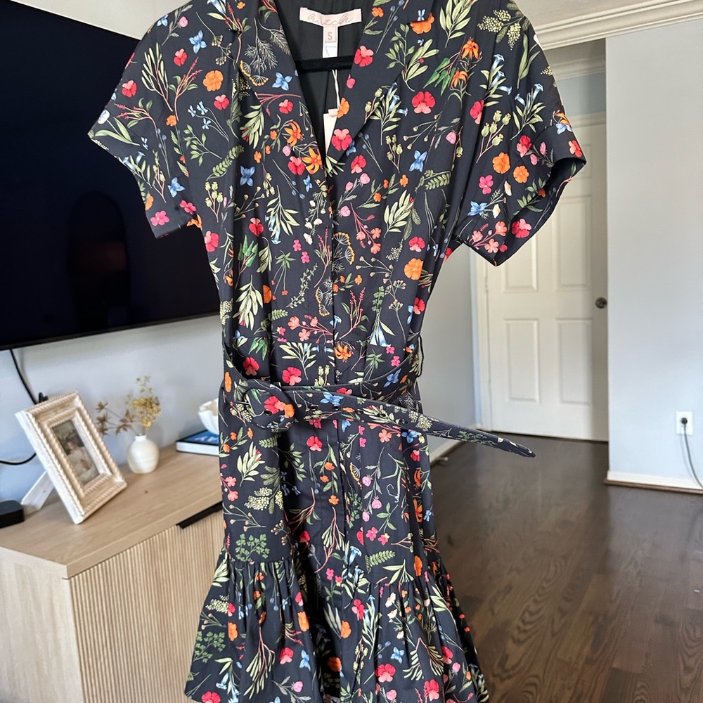 Hutch Black Dress with Colorful Floral Design